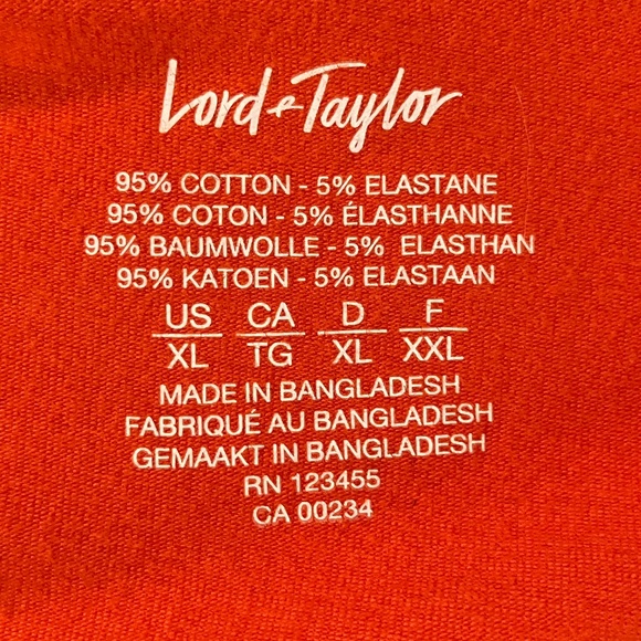 Lord & Taylor Citrus Orange V-Neck T-Shirt - Picture 3 of 3